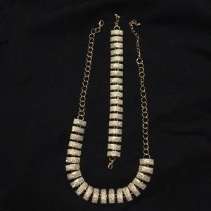 Gold and rhinestone necklace and bracelet